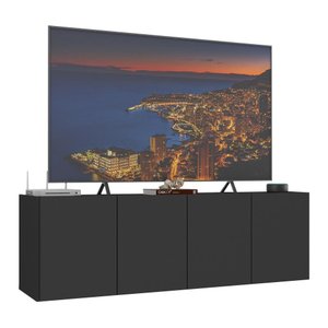 Rack para Tv até 50 Polegadas com 4 Portas Suspenso Multimóveis Mp1070 Preto