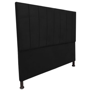 Cabeceira de Cama Box Viúva 130cm Estofada Laura Preta