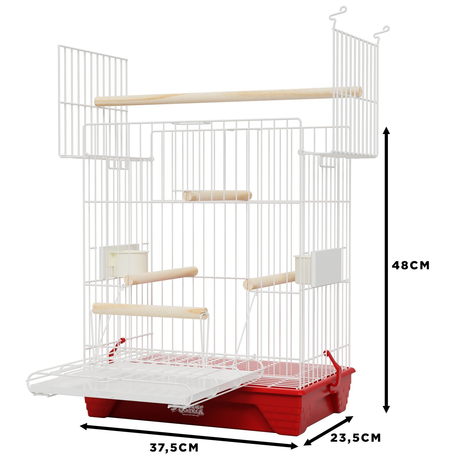 Gaiola Triplex Porta e Teto com Poleiro Calopsita Quatiguá:vermelho - 2