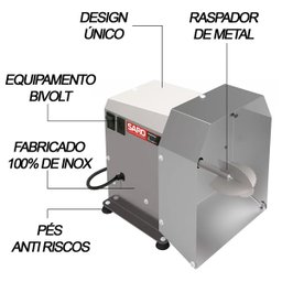 Ralador Raspador de Coco Elétrico Biovolt Industrial em Aço Inox Saro Cinza - 6