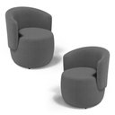 Ver imagem 1 de Kit 02 Poltronas Decorativas Aisha Orgânica Bouclê Cinza Escuro - Desk Design