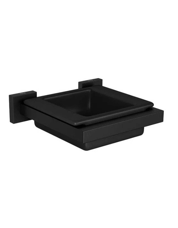 Saboneteira Parede Com Louça Quadratta Black Matte Deca