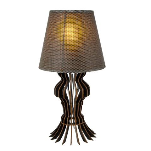 Abajur Luminária Mesa Madeira Mdf Sala Quarto Mesa de Cabeceira Cor:café