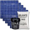 Kit 11 Pastilhas de Vidro Azul+cola+rejunte Branco - 1