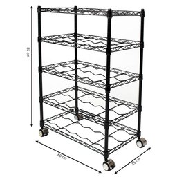 Adega Estante Arame Aço Preto 3 Prateleiras 27 Garrafas Vinho Montável Decoração Preta - 2