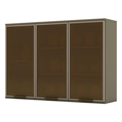 Armário Aéreo Évelin 3 Portas de Vidro 120 Cm Duna - Henn