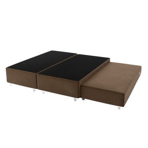 Cama Box Queen Bipartido C/ Cama Auxiliar Suede 40x158x198 - Santo Box:marrom
