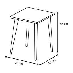 Mesa de Apoio Lateral 4 pés Palito em Madeira - Preta 47cm - 3