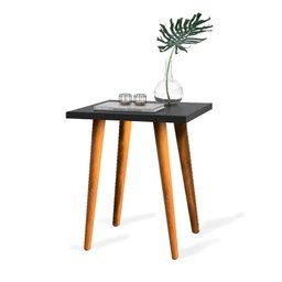 Mesa de Apoio Lateral 4 pés Palito em Madeira - Preta 47cm - 2