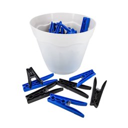 Cesto Branco Pregadores de Roupas Plástico Preto com Vermelho - Azul aço - 1