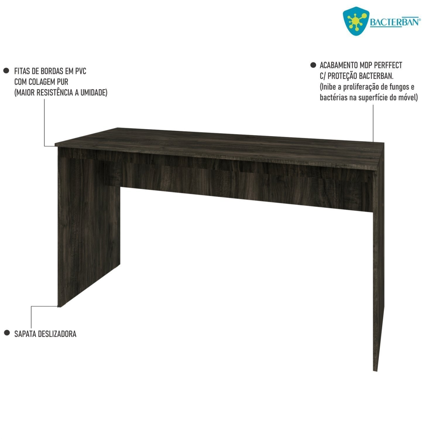 Mesa para Escritório 135cm Office Turim Espresso Móveis - 6