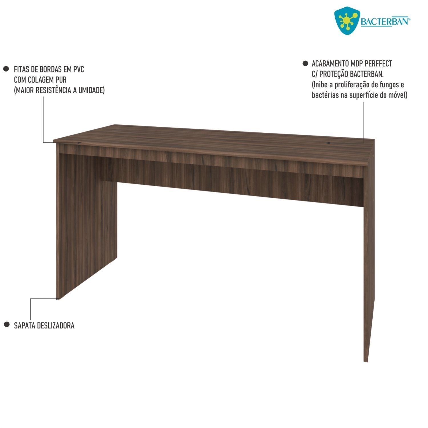 Mesa para Escritório 135cm Office Turim Espresso Móveis - 6
