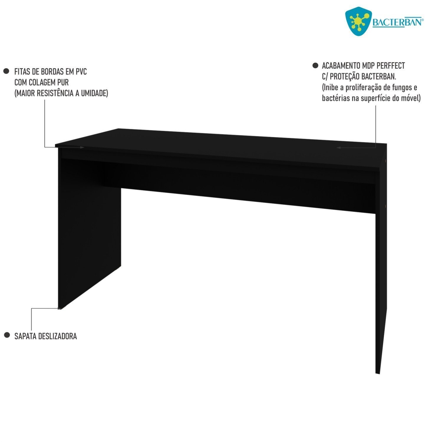Mesa para Escritório 135cm Office Turim Espresso Móveis - 6