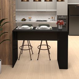 Bancada Cozinha Americana Gourmet com Prateleiras Netmobil - Preto - 3