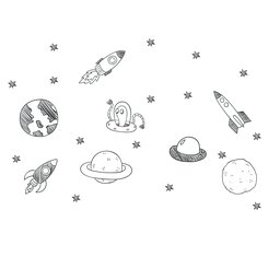 Adesivo de Parede Infantil Espaço Sideral - Preto - 2
