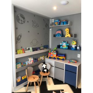Adesivo de Parede Infantil Espaço Sideral - Preto