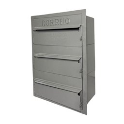 Caixa de Correios Cinza e Preta 3 Módulos Tamanho 15x25x36cm Aço Cinza - 2