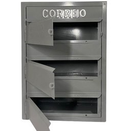 Caixa de Correios Cinza e Preta 3 Módulos Tamanho 15x25x36cm Aço Cinza - 8