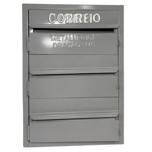 Caixa de Correios Cinza e Preta 3 Módulos Tamanho 15x25x36cm Aço Cinza