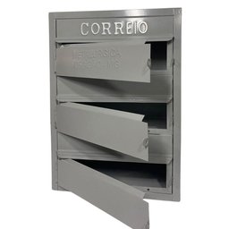 Caixa de Correios Cinza e Preta 3 Módulos Tamanho 15x25x36cm Aço Cinza - 3