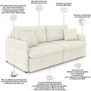 Ver imagem 4 de Sofá Cama Retrátil para Sala de Estar 174cm Una K01 Bouclê Cru - Lyam Decor