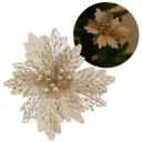 Ver imagem 4 de Flor Bico de Papagaio Natal Pick Recort Glitter Champanhe 25cm - Magizi
