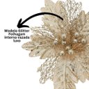 Ver imagem 3 de Flor Bico de Papagaio Natal Pick Recort Glitter Champanhe 25cm - Magizi