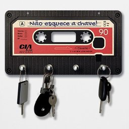 Porta Chaves Fita Cassete K7 Nostalgia Organização Decorativo - 1