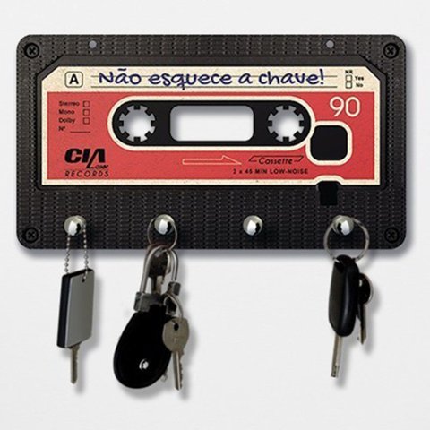 Porta Chaves Fita Cassete K7 Nostalgia Organização Decorativo