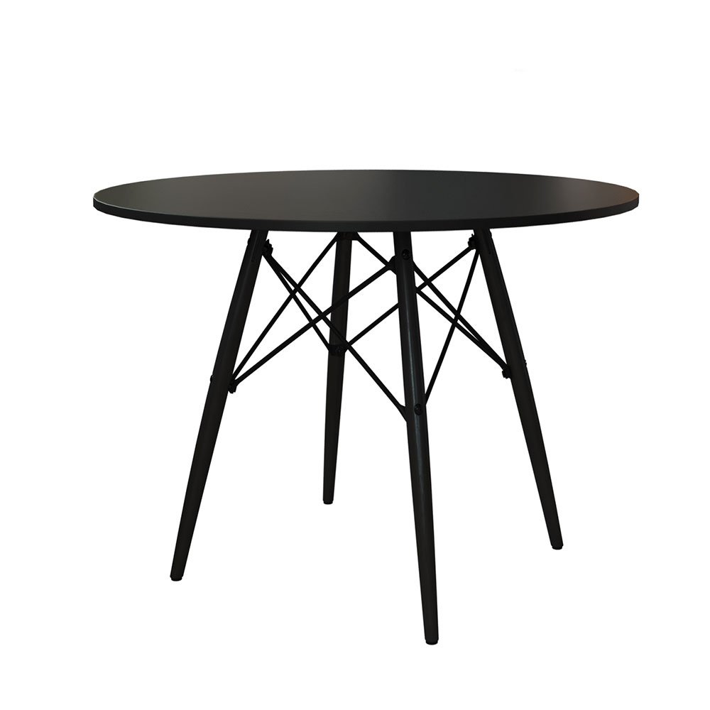 Mesa Eiffel Wood Tampo de Madeira 90cm Preto Pés Pretos - 2