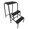 Banqueta Escada Útil Forte Dobrável Segura 3 Degraus Aço Carbono Preto - 1