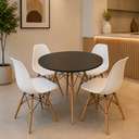 Ver imagem 1 de Conjunto Eames Eiffel Mesa + Cadeiras Conjunto para Sala e Cozinha Tampo Redondo 70cm 4 Cadeiras