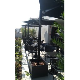 Ombrelone Lateral Preto - 2,40m de Diâmetro - em Alumínio - Base Cachepô - Persianet - 10