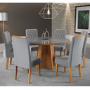 Ver imagem 1 de Mesa de Jantar Redonda Young com 6 Cadeiras Iza Mel/cinza/vd Grafite - Casa Giulia