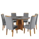 Ver imagem 2 de Mesa de Jantar Redonda Young com 6 Cadeiras Iza Mel/cinza/vd Grafite - Casa Giulia