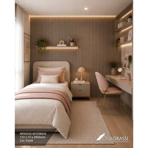 Painel Ripado em Placa 12,22CMX285CM (0,34m²) Casa Grassi Fendi