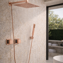 Ver imagem 2 de Kit Ducha Quadrada 20x20 Slim C Desviador e 2 Acabamentos Registro Base Deca de 1/2 ou 3/4 Rose-gold