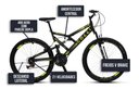 Ver imagem 5 de Bicicleta Gps 148 Dupla Suspensão e Freios V-brake, Aro 26 Aero, 36 Raias, 21 Marchas Colli Preto/am