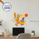 Ver imagem 1 de Adesivo Floral Boho Laranja Estilo Nórdico 45x38 Minimalista Mod.05