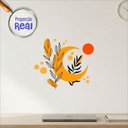 Ver imagem 2 de Adesivo Floral Boho Laranja Estilo Nórdico 45x38 Minimalista Mod.05