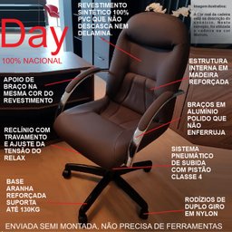 Cadeira Escritório Giratória Day Presidente Marrom CompreAlegre 100% Nacional - 4