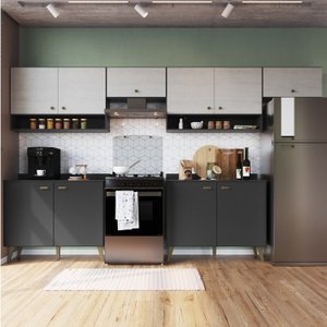 Cozinha Compacta 4 Peças 10 Portas 2 Nichos Porta Tempero Atena 