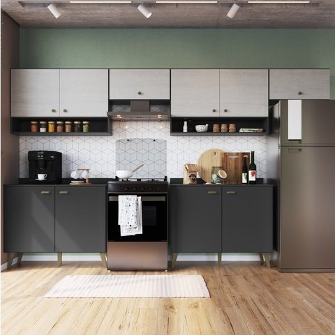 Cozinha Compacta 4 Peças 10 Portas 2 Nichos Porta Tempero Atena 