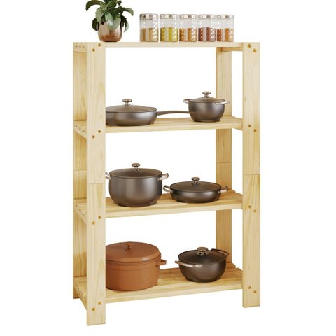 Estante Madeira Pinus 4 Prateleiras Sapateira Multiuso