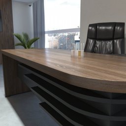 Conjunto 2 Peças com Mesa Diretor em L e Armário Multiuso Baixo 3 Gavetas 2 Portas Preto Charuto - 4 Conjunto 2 Peças com Mesa Diretor em L e Armário Multiuso Baixo 3 Gavetas 2 Portas Preto Charuto - 4