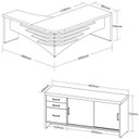 Ver imagem 3 de Conjunto 2 Peças com Mesa Diretor em L e Armário Multiuso Baixo 3 Gavetas 2 Portas Preto Charuto Marrom Artany