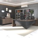 Ver imagem 1 de Kit 2 Peças com Mesa Diretor em L e Armário Multiuso Baixo 3 Gavetas 2 Portas