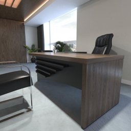 Kit 2 Peças com Mesa Diretor em L e Armário Multiuso Baixo 3 Gavetas 2 Portas - 6