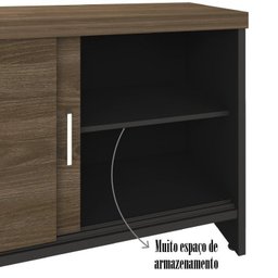 Conjunto 2 Peças com Mesa Diretor em L e Armário Multiuso Baixo 3 Gavetas 2 Portas Preto Charuto - 14 Conjunto 2 Peças com Mesa Diretor em L e Armário Multiuso Baixo 3 Gavetas 2 Portas Preto Charuto - 14
