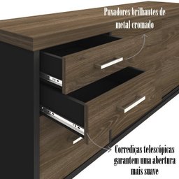 Conjunto 2 Peças com Mesa Diretor em L e Armário Multiuso Baixo 3 Gavetas 2 Portas Preto Charuto - 13 Conjunto 2 Peças com Mesa Diretor em L e Armário Multiuso Baixo 3 Gavetas 2 Portas Preto Charuto - 13